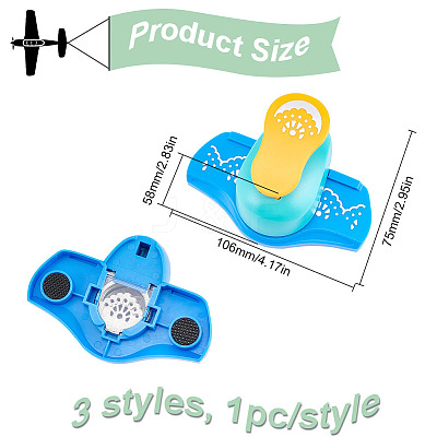3Pcs 3 Styles Mini Plastic Craft Punch for Scrapbooking & Paper Crafts DIY-GO0001-95-1