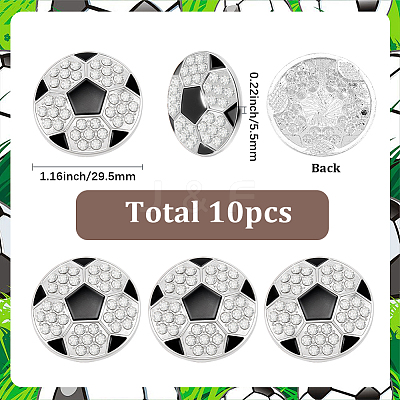 10Pcs Sports Balls Alloy Rhinestone Cabochons FIND-SC0023-42-1