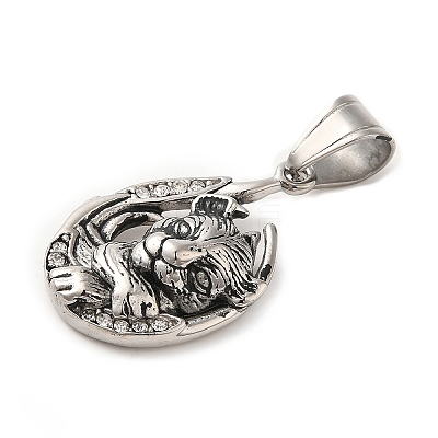 316L Stainless Steel Tibetan Style Rhinestone Pendants STAS-D096-01A-AS-1