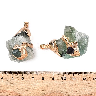 Raw Rough Natural Green Fluorite Pendants G-T138-175A-1