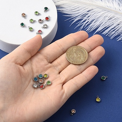 20Pcs 303 Stainless Steel Rhinestone Charms STAS-YW0001-17-1