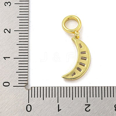 Rack Plating Brass Clear Cubic Zirconia European Dangle Charms KK-G513-38G-1