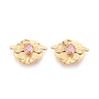 Brass Micro Pave Cubic Zirconia Pendants KK-N263-10G-1
