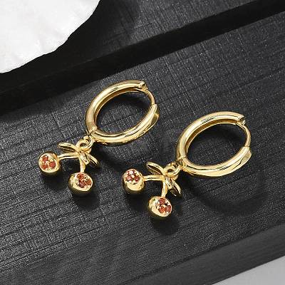 Brass Cubic Zirconia Hoop Earrings EJEW-Q015-01G-B-1