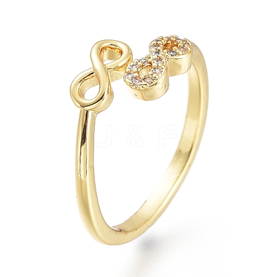 Brass Micro Pave Clear Cubic Zirconia Cuff Rings RJEW-I073-10G-1