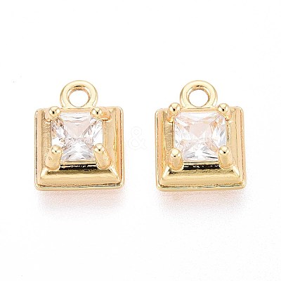 Brass Micro Pave Cubic Zirconia Pendants KK-T071-46G-1