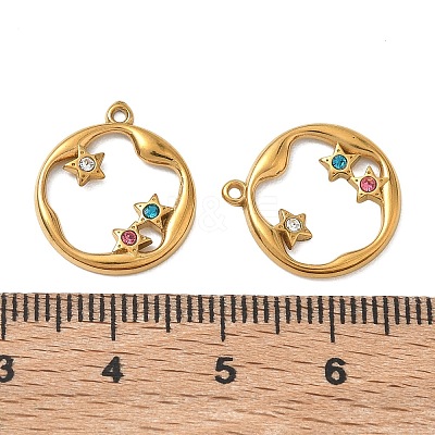 304 Stainless Steel with Rhinestone Pendants SA-CBA49D2-05G-1