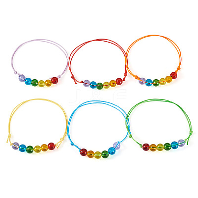 6Pcs Glass Beads Bracelets BJEW-TAC0038-1