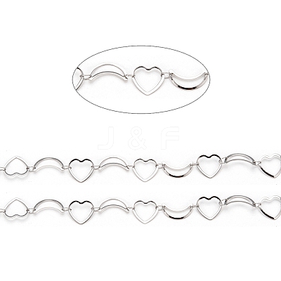Tarnish Resistant 201 Stainless Steel Moon & Heart Link Chains CHS-F015-02P-1-1