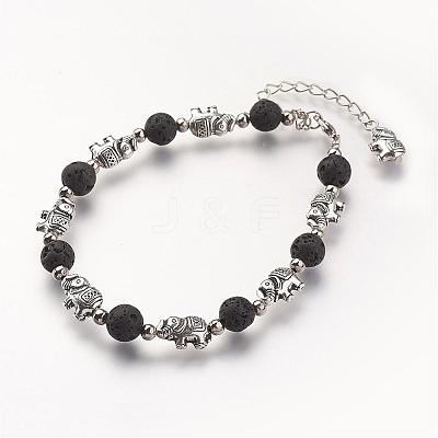 Natural Lava Rock Beads Bracelets BJEW-JB02715-1