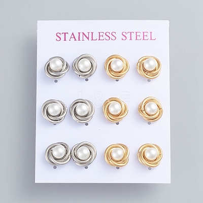 304 Stainless Steel Stud Earrings EJEW-F246-02GP-1