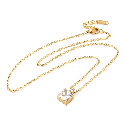 Square PVD Vacuum Plating 304 Stainless Steel Pendant Necklaces NJEW-G125-07G-1