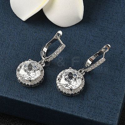 925 Sterling Silver Micro Pave Cubic Zirconia Hoop Earrings EJEW-B147-01A-01-1