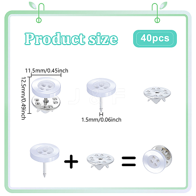 40Pcs 4-Hole Resin Button Lapel Pin Backs BUTT-NB0002-13B-1