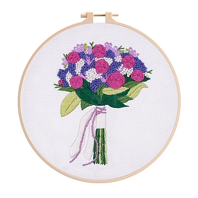 Flower Pattern DIY Embroidery Kit DIY-P077-137-1