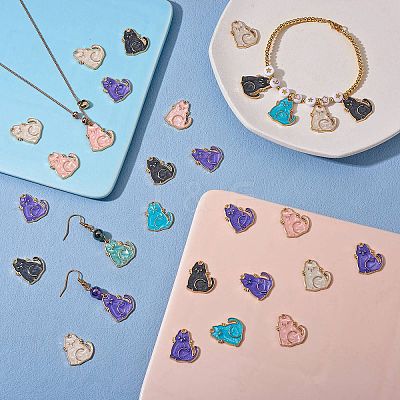 50Pcs 5 Colors Alloy Enamel Pendants ENAM-SZ0002-86-1