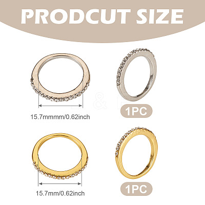 2Pcs 2 Colors Alloy with Crystal Rhinestone Finger Rings RJEW-TADJ0001-01E-1