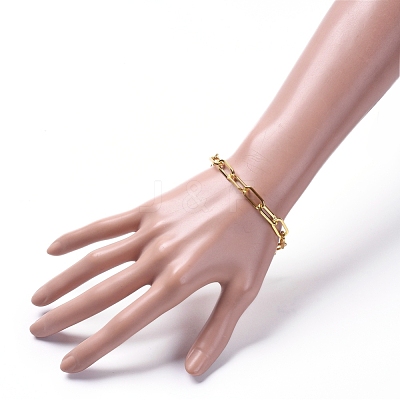 Unwelded Iron Paperclip Chain Bracelets X-BJEW-JB05044-01-1
