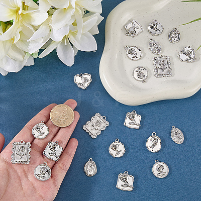 32Pcs 8 Styles Alloy Pendants FIND-SC0022-88-1