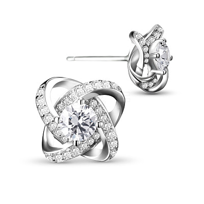 Awesome Design Rhodium Plated 925 Sterling Silver Stud Earrings JE129A-1