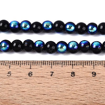Electroplate Opaque Glass Beads Strands EGLA-Q132-6MM-01C-21-1