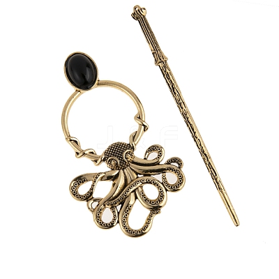 Tibetan Style Alloy Octopus Hair Sticks PW-WG3AEA5-01-1