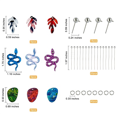 DIY Snake & Leaf Drop Earring Making Kit DIY-SZ0007-59-1