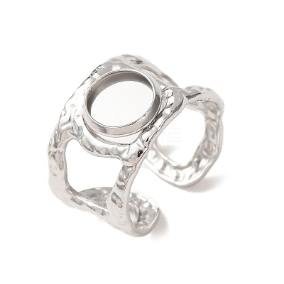 Hammered 304 Stainless Steel Cuff Ring Components SA-CBAC0DF-02A-P-1