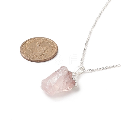 Natural Rose Quartz Geometric Pendant Necklace NJEW-JN04239-04-1