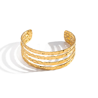 26MM 304 Stainless Steel Vintage Textured Layered Open Cuff Bangles for Women ZJ0317-1