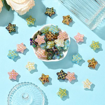 50Pcs Plating Opaque Acrylic Beads MACR-CJ0001-90-1