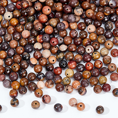 5 Strands Natural Chinese Writing Stone Round Beads Strands G-NB0004-41-1