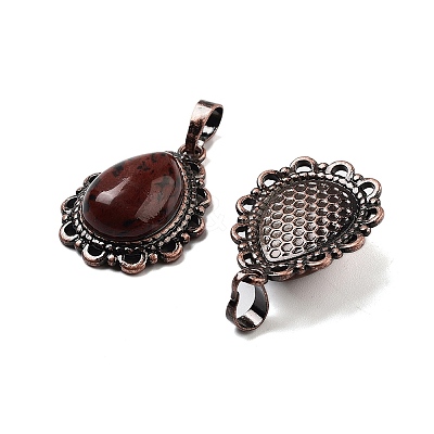 Natural Mahogany Obsidian Teardrop Pendants G-K363-01R-20-1
