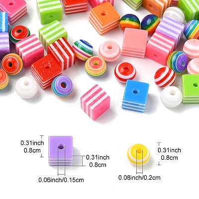 200Pcs 2 Styles Stripe Resin Beads RESI-YW0002-11-1