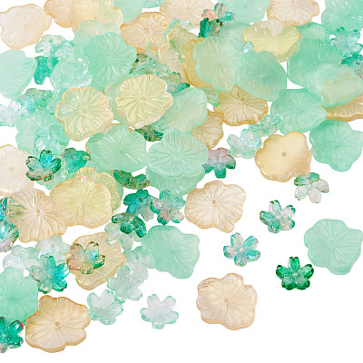 100Pcs 4 Styles Baking Paint Transparent Glass Bead Caps DGLA-TA0001-46-1