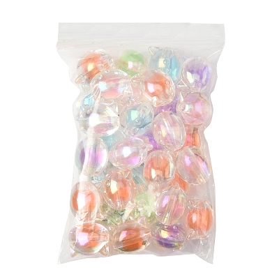 32Pcs UV Plating Rainbow Iridescent Acrylic Beads OACR-FS0002-16-1