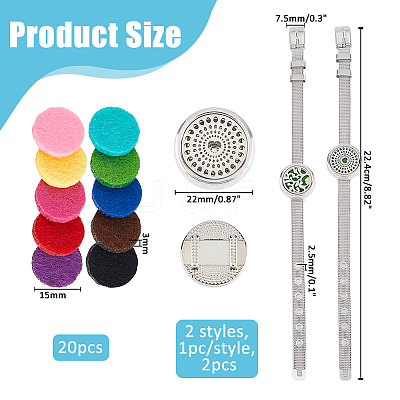 2Pcs 2 Styles Adjustable 316L Surgical Stainless Steel Watch Band Bracelets BJEW-HS0001-05B-1