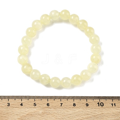 Natural Golden Silk Jade Round Beaded Stretch Bracelets for Women BJEW-F535-01C-1