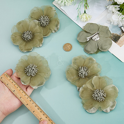6Pcs Flower Cloth Brooches for Backpack Clothes Wedding Party JEWB-FH0002-38B-1