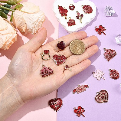15Pcs 15 Styles Alloy Pendants ENAM-YW0006-84-1