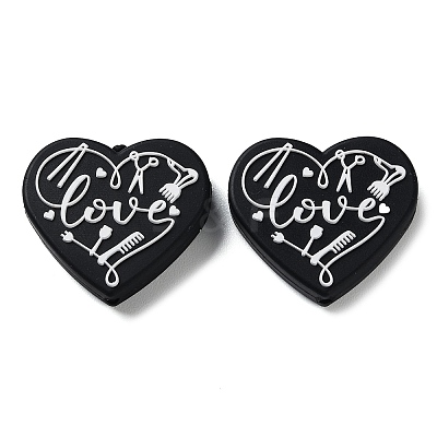 Food Grade Heart with Word Love Silicone Focal Beads LS-SIL-NH0001-01A-1