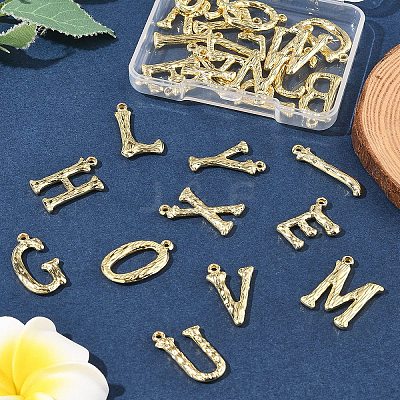 26Pcs 26 Styles Brass Pendants KK-FS0001-65G-1
