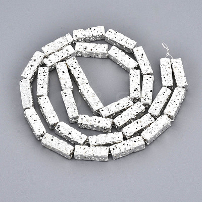 Electroplated Natural Lava Rock Beads Strands G-T114-63S-1