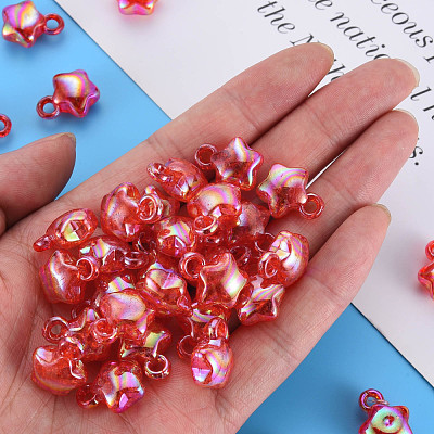 Transparent Crackle Acrylic Pendants MACR-S373-63-L03-1