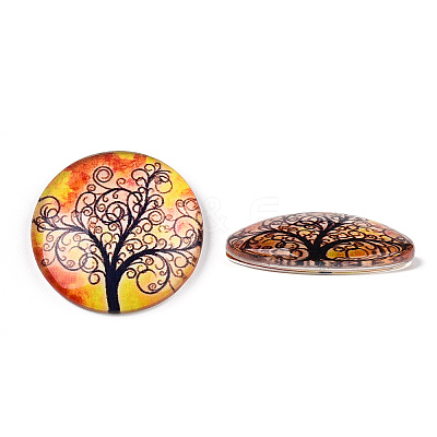 Half Round/Dome Tree Pattern Glass Flatback Cabochons for DIY Projects LS-GGLA-Q037-25mm-M28-05-1