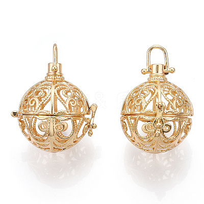 Rack Plating Brass Cage Pendants KK-Q402-01KC-1