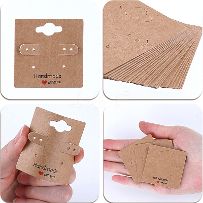 100Pcs Paper Ear Stud Display Card Holders CDIS-SP0001-06-1