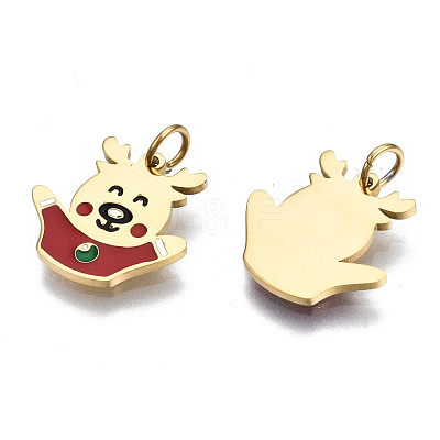 316 Surgical Stainless Steel Enamel Charms X-STAS-S116-393G-1