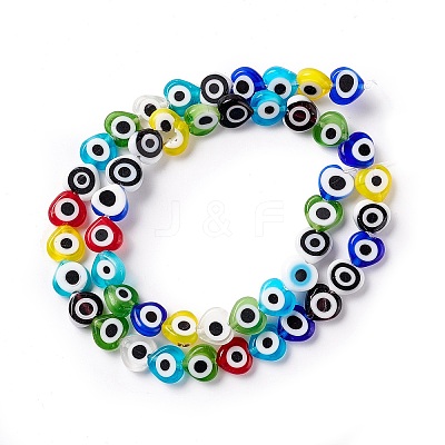 Handmade Evil Eye Lampwork Beads Strands LAMP-F023-B-1