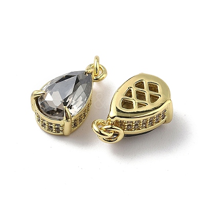 Brass Pave Cubic Zirconia Charms with Glass Crystal KK-Q039-03G-1
